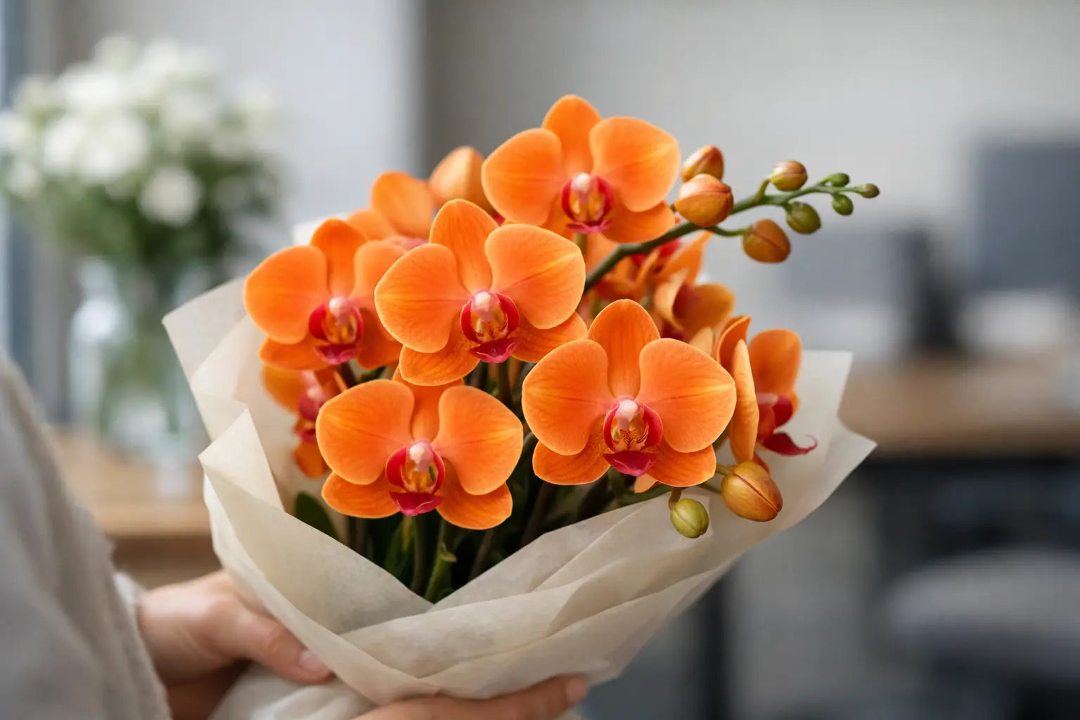 Orquídeas naranjas para regalar bien
